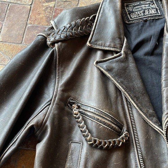 ORIGINAL VINTAGE EDITION GUESS JEANS MOTORCYCLE JACKET BY GEORGES MARCIANO 1985 - Picture 14 of 16